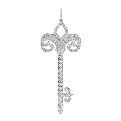 Tiffany Platinum Diamond .37ct Fleur De Lis Key Pendant 1 of 3