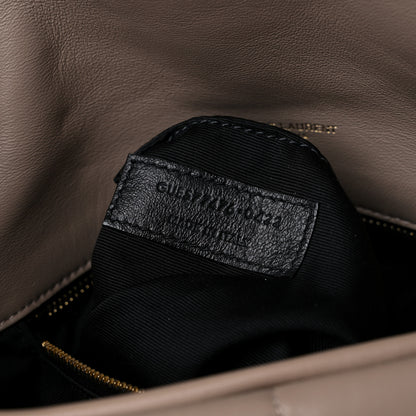 Saint Laurent Lambskin Quilted Small Loulou Puffer Monogram Chain Satchel Dark Beige 8 of 10