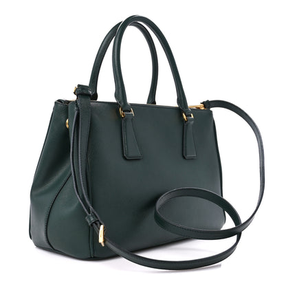 Prada Saffiano Small Galleria Double Zip Tote Smeraldo 3 of 10