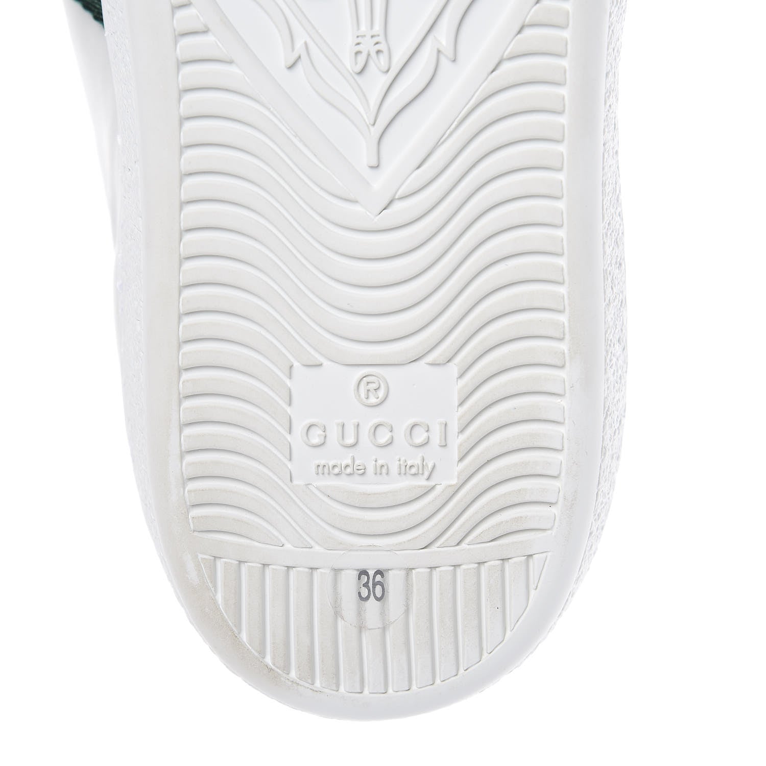 Gucci Calfskin Ayers Bee Embroidered Womens Ace Sneakers 36 White Green 8 of 10