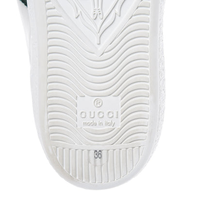 Gucci Calfskin Ayers Bee Embroidered Womens Ace Sneakers 36 White Green 8 of 10