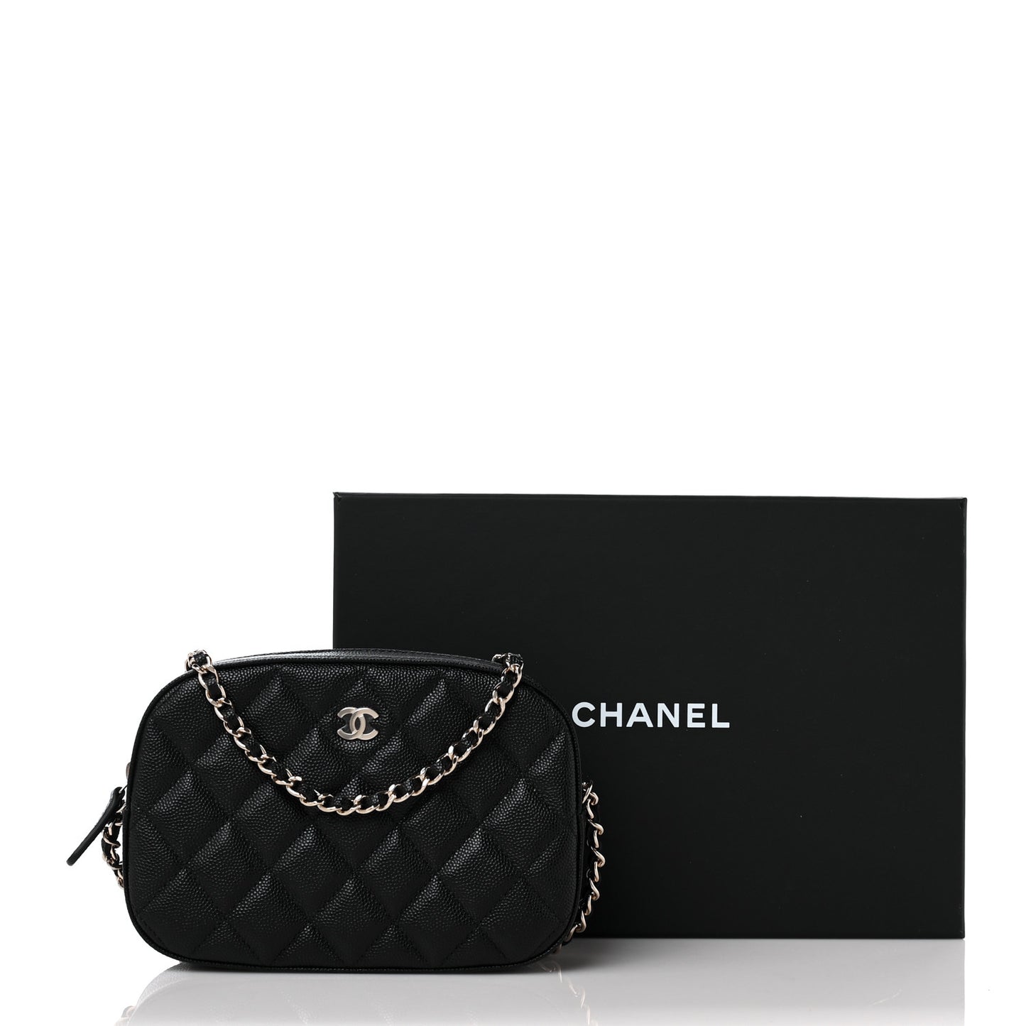 Caviar Quilted Vanity With Chain Black