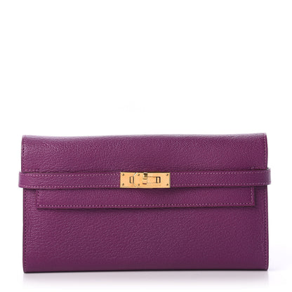Hermes Chevre Mysore Kelly Longue Wallet Anemone 1 of 9