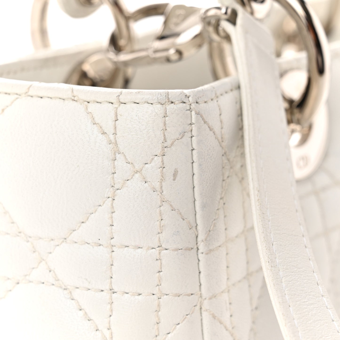 Lambskin Cannage Medium Lady Dior White