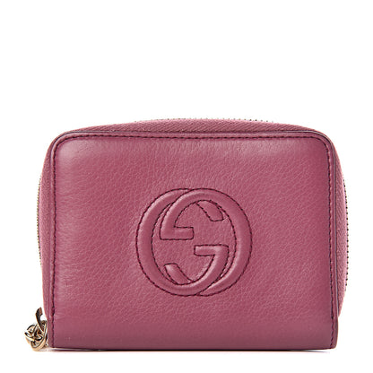 Gucci Pebbled Calfskin Soho Compact Disco Zip Around Wallet Peonia Flower 1 of 13