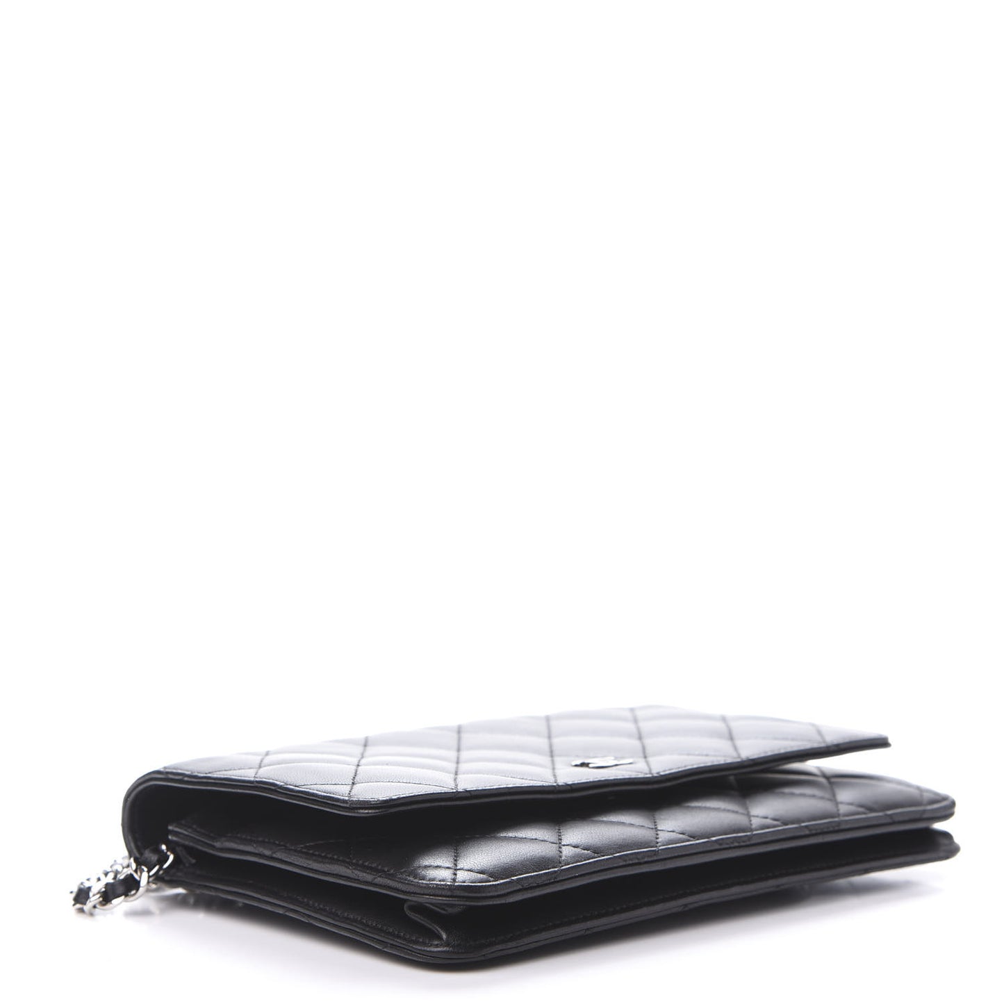 Lambskin Quilted Wallet On Chain WOC Black