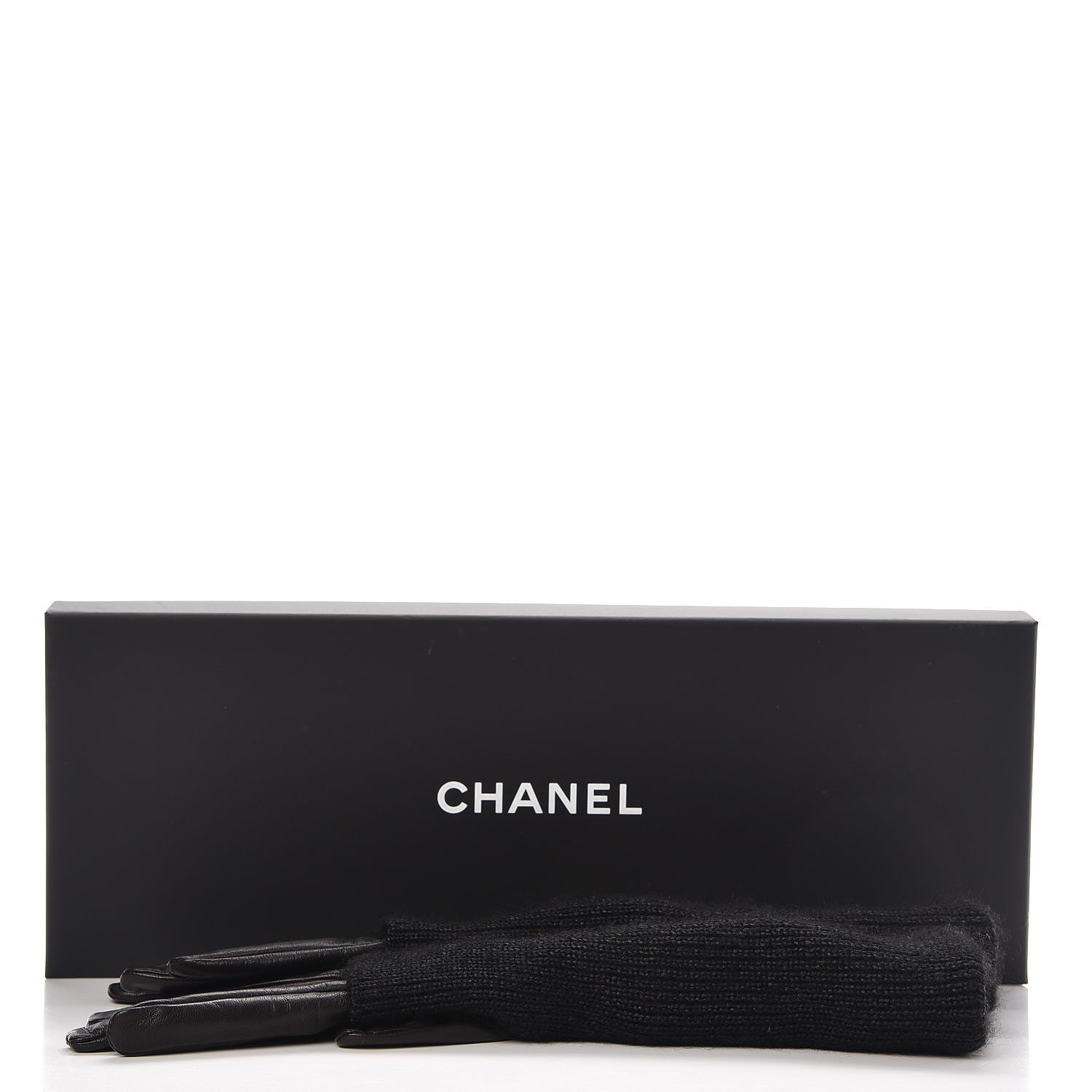 Chanel Lambskin Knit Gloves 8 Black 8 of 8