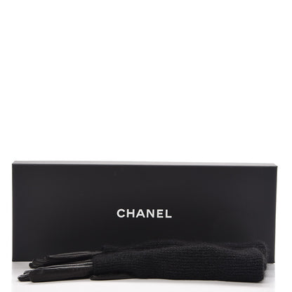 Chanel Lambskin Knit Gloves 8 Black 8 of 8
