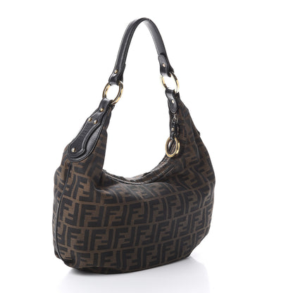 Fendi Zucca Cuoio Lucido Small Hobo Tobacco Moro 2 of 8