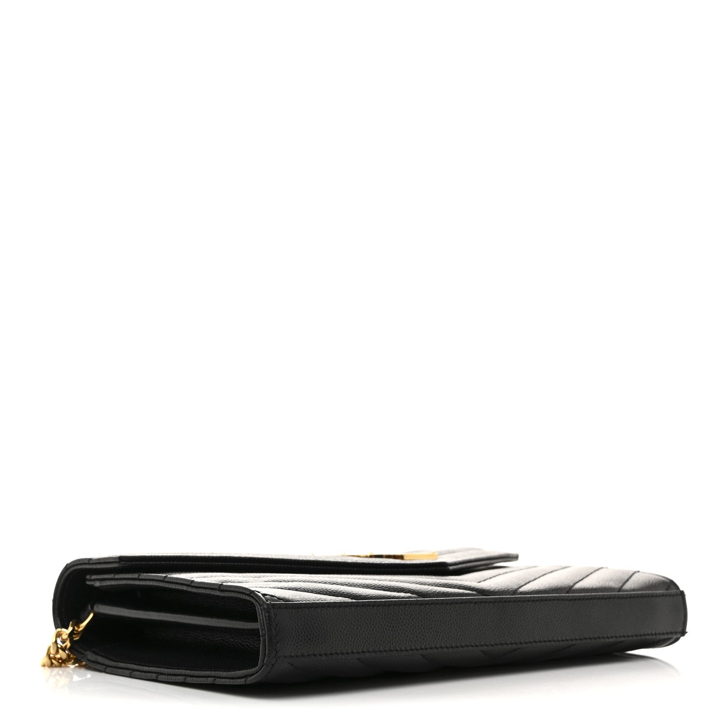 Grain De Poudre Matelasse Chevron Monogram Chain Wallet Black