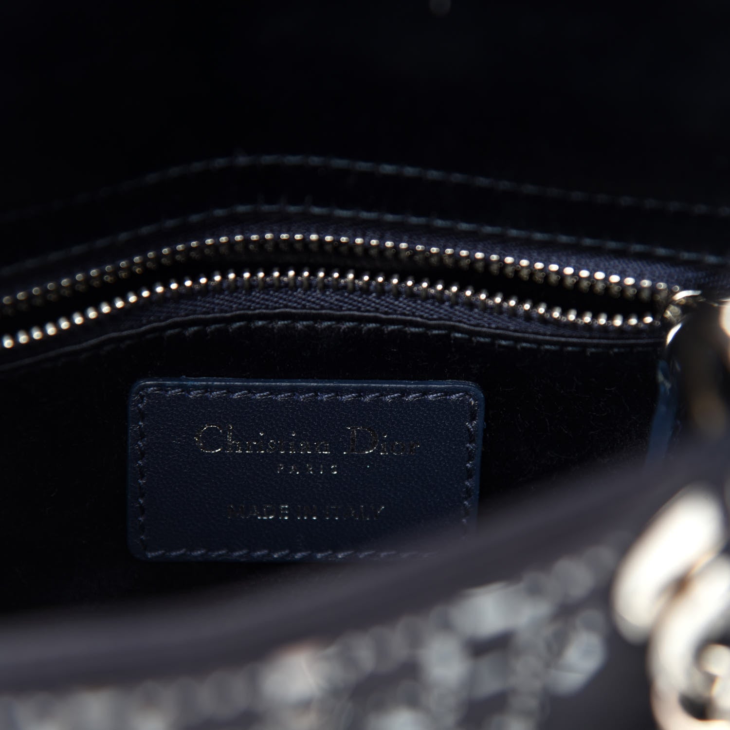 Christian Dior Satin Crystal Cannage Mini Lady Dior Navy 8 of 10