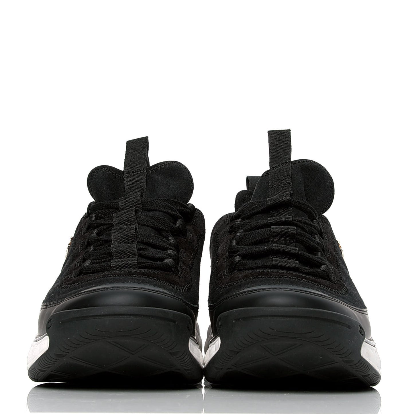 Velvet Calfskin Mixed Fibers CC Sneakers 40.5 Black