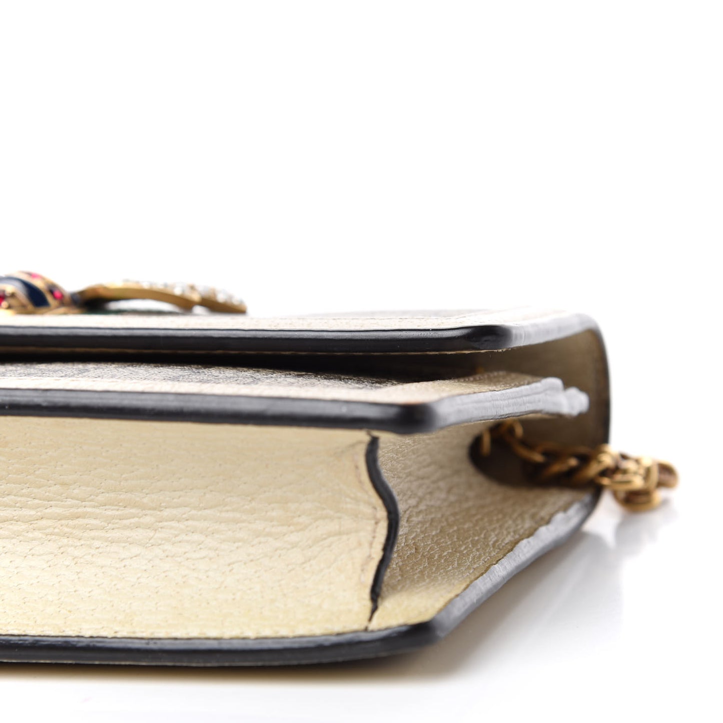 GG Supreme Monogram Web Queen Margaret Chain Wallet White