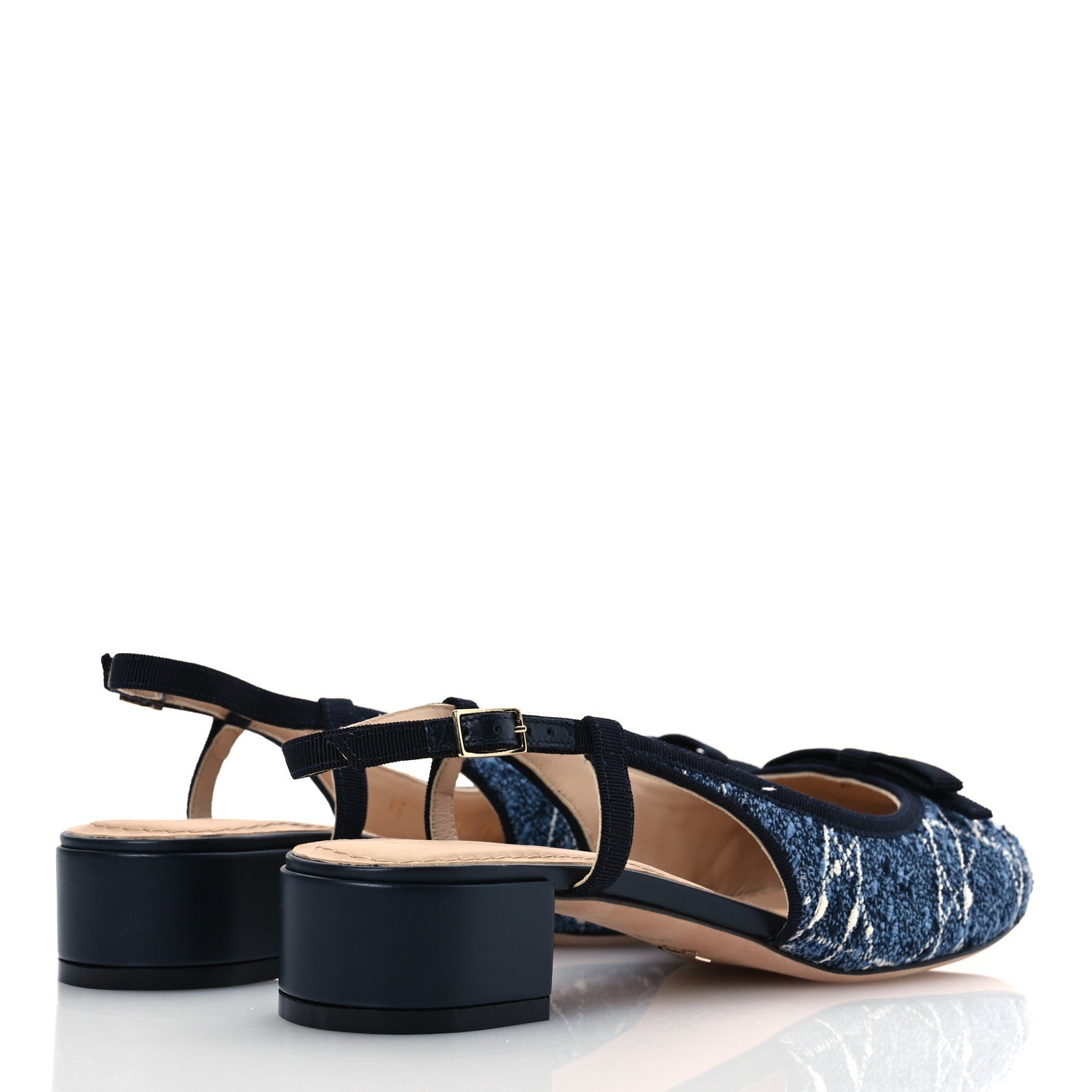 Christian Dior Tweed Cannage Slingback Ballet Pumps 39 Denim 5 of 11