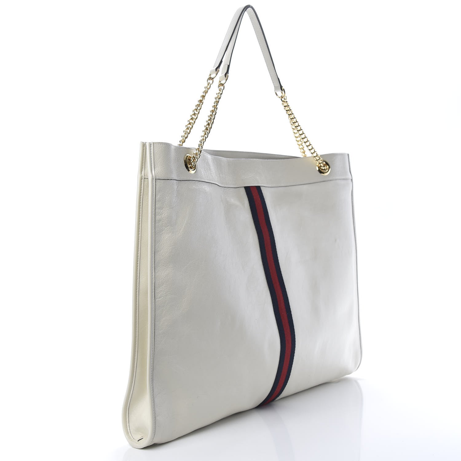 Gucci Calfskin Maxi Rajah Chain Tote White 3 of 10