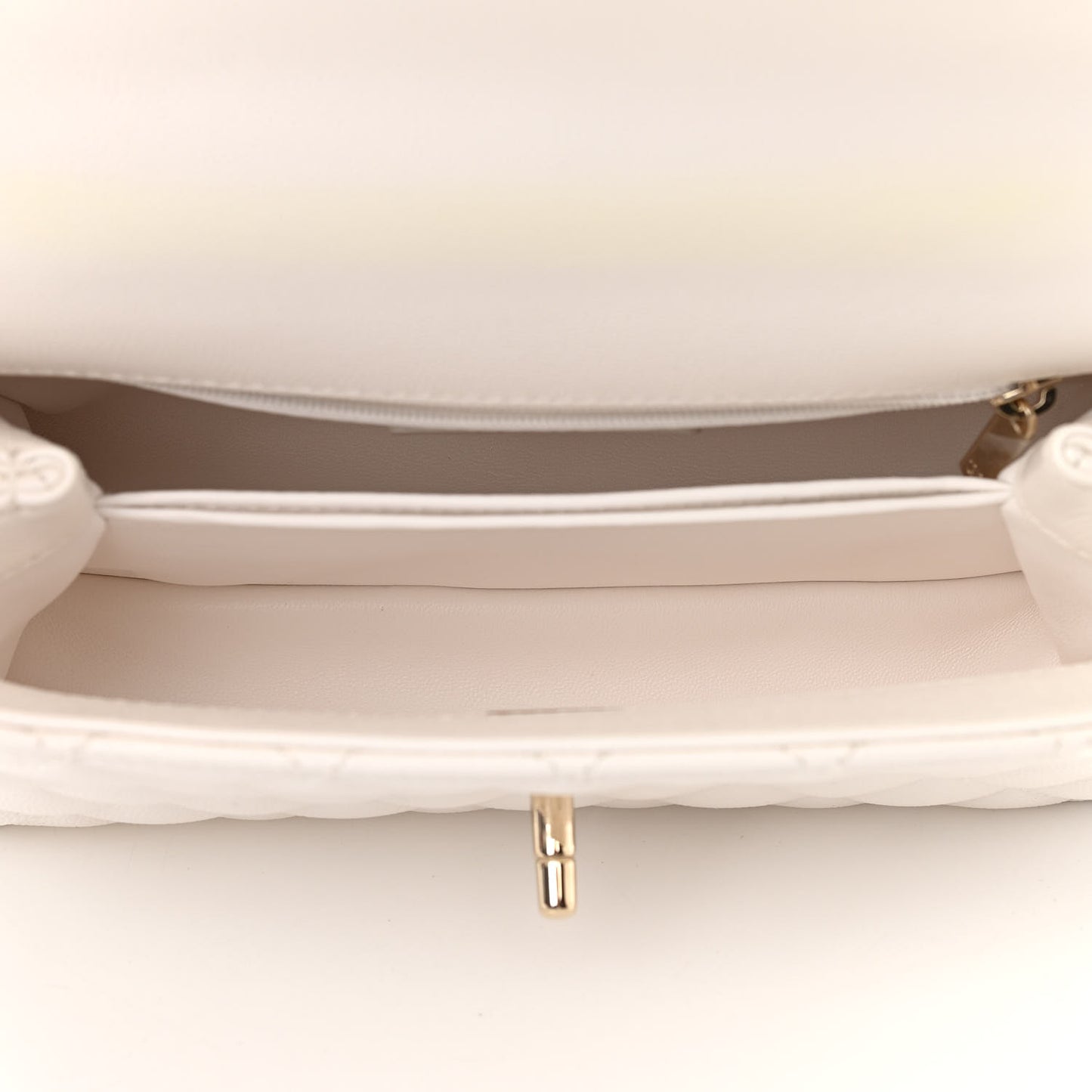 Caviar Quilted Mini Coco Handle Flap White