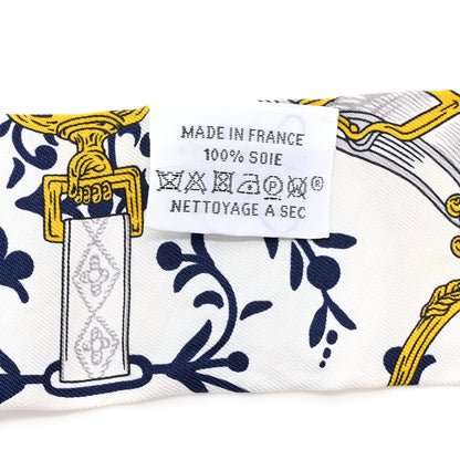 Hermes Silk Etriers Remix Twilly Marine White Or 3 of 5