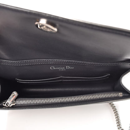 Christian Dior Metallic Patent Micro-Cannage Diorama Wallet on Chain Pouch Silver 5 of 8