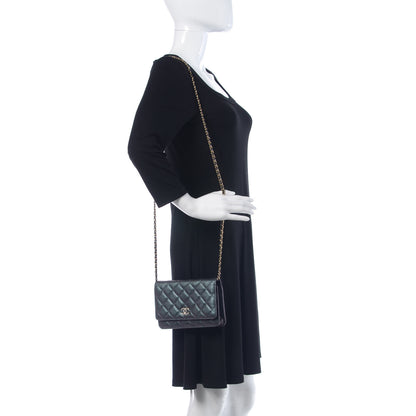 Chanel Iridescent Caviar Quilted Wallet On Chain WOC Black 2 of 12