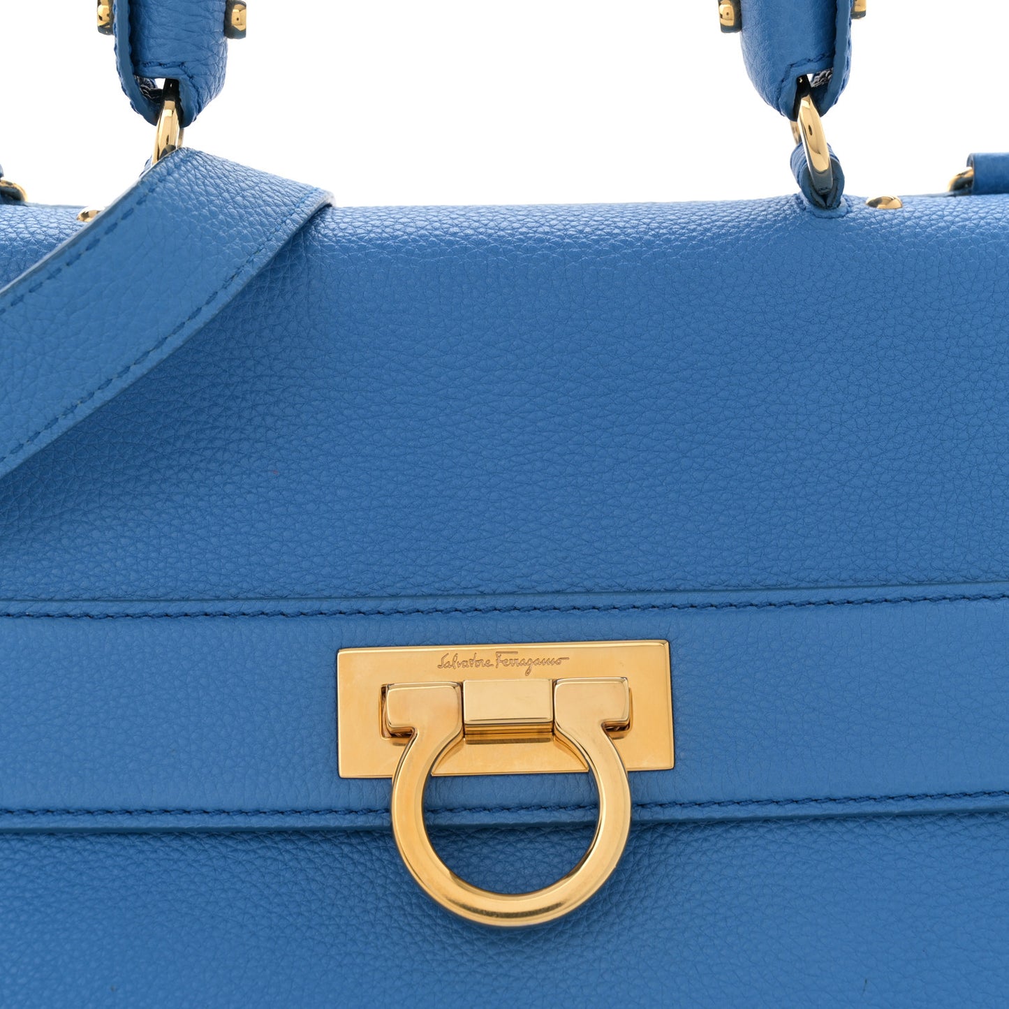 Grained Calfskin Sofia Satchel Blue