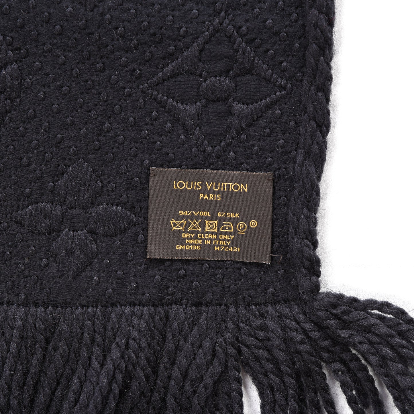 Wool Silk Logomania Scarf Charcoal Grey