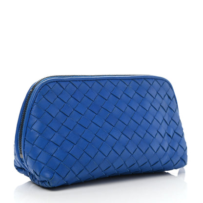 Bottega Veneta Nappa Intrecciato Small Cosmetic Pouch Signal Blue 3 of 13