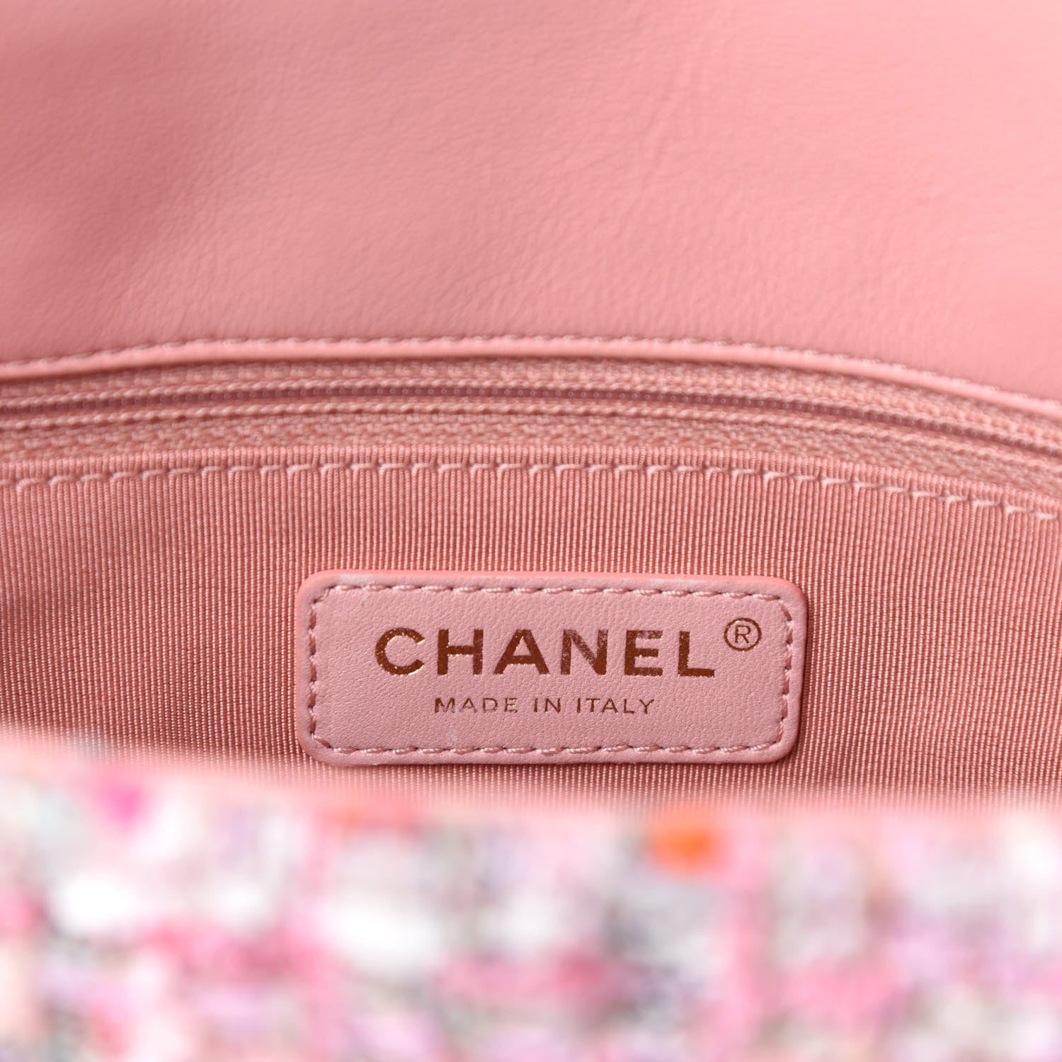 Chanel Tweed Medium Pearl Handle Flap Pink Beige Orange Ecru 9 of 11