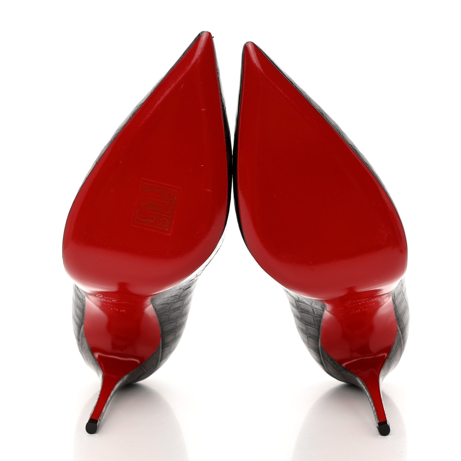 Christian Louboutin Calfskin Crocodile Embossed Kate 100 Pumps 38.5 Expresso 5 of 8