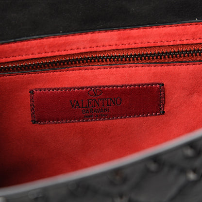 Valentino Garavani Craquele Nappa Rockstud Spike Wallet on Chain Black 5 of 9
