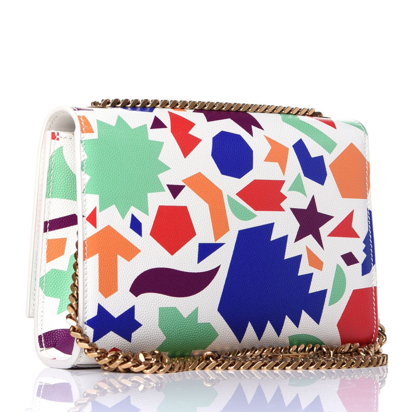 Grain De Poudre Small Classic Monogram Shapes Print Kate Satchel White