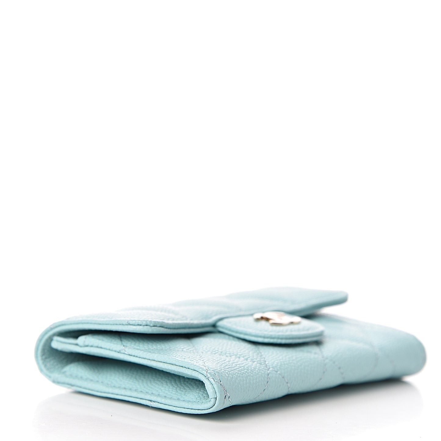 Caviar Quilted Flap Card Holder Light Blue