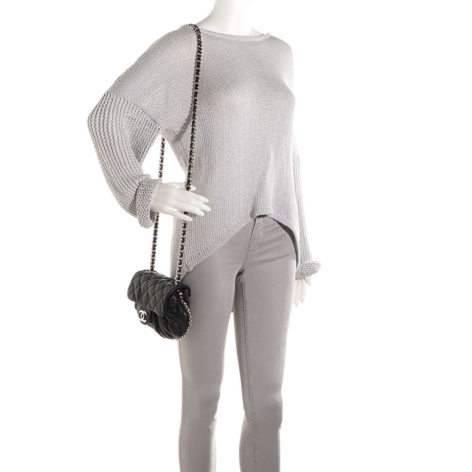 Chanel Washed Lambskin Mini Chain Around Messenger Black 2 of 8