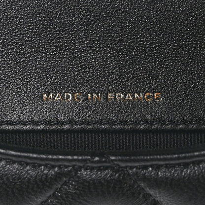 Chanel Lambskin Quilted Pearl Top Handle Clutch With Chain Black 6 of 13