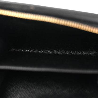 Prada Saffiano Metal Compact Zip Around Wallet Black 6 of 8