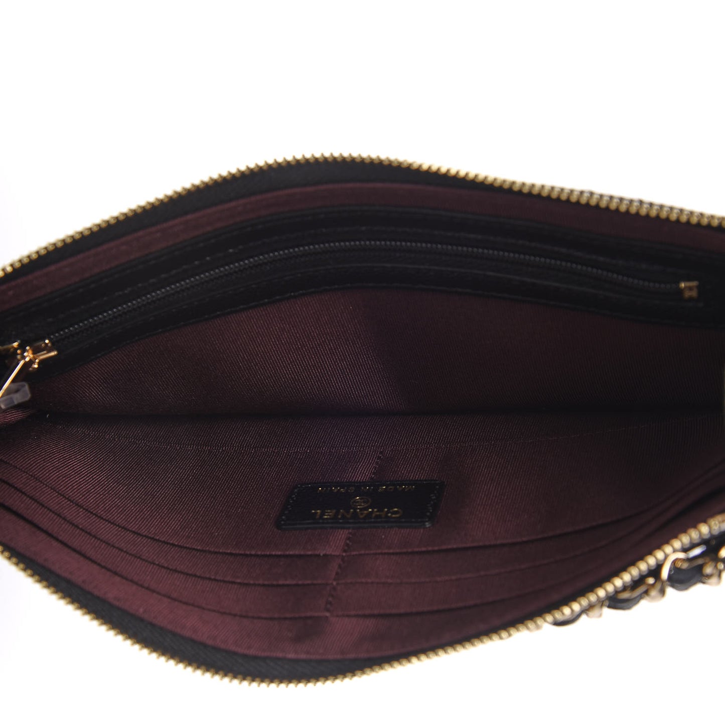 Caviar Quilted Classic Pouch With Handle Black