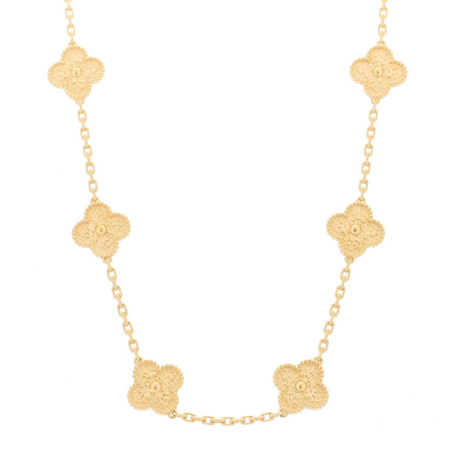 Van Cleef & Arpels 18K Yellow Gold 10 Motifs Vintage Alhambra Necklace 1 of 5
