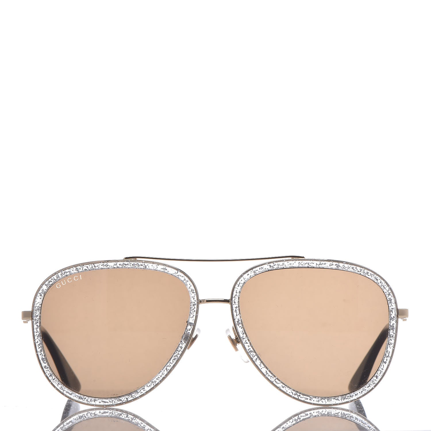 Gucci Glitter Aviator Sunglasses GG0062S Silver 2 of 6