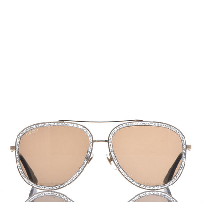 Gucci Glitter Aviator Sunglasses GG0062S Silver 2 of 6