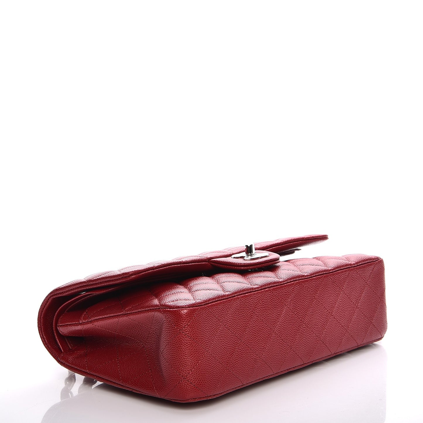 Caviar Quilted Medium Double Flap Red