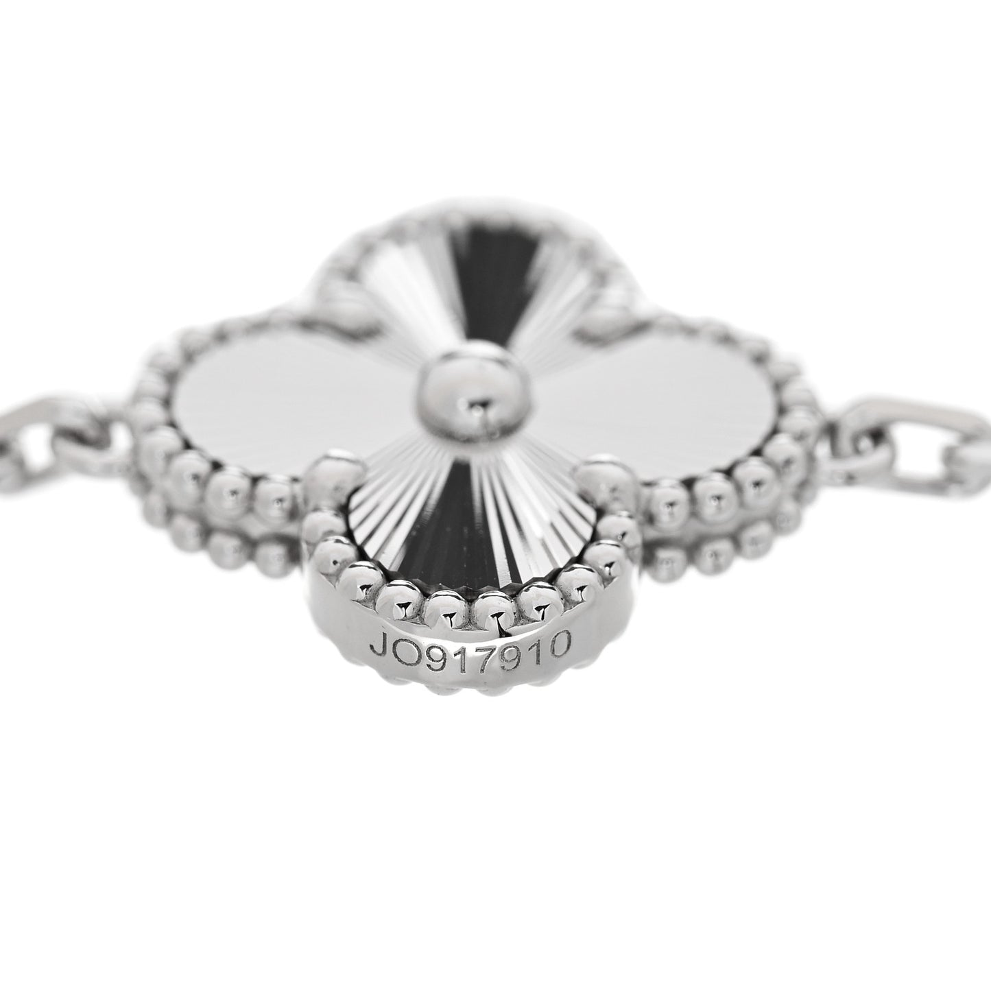 18K White Gold 5 Motifs Guilloche Vintage Alhambra Bracelet