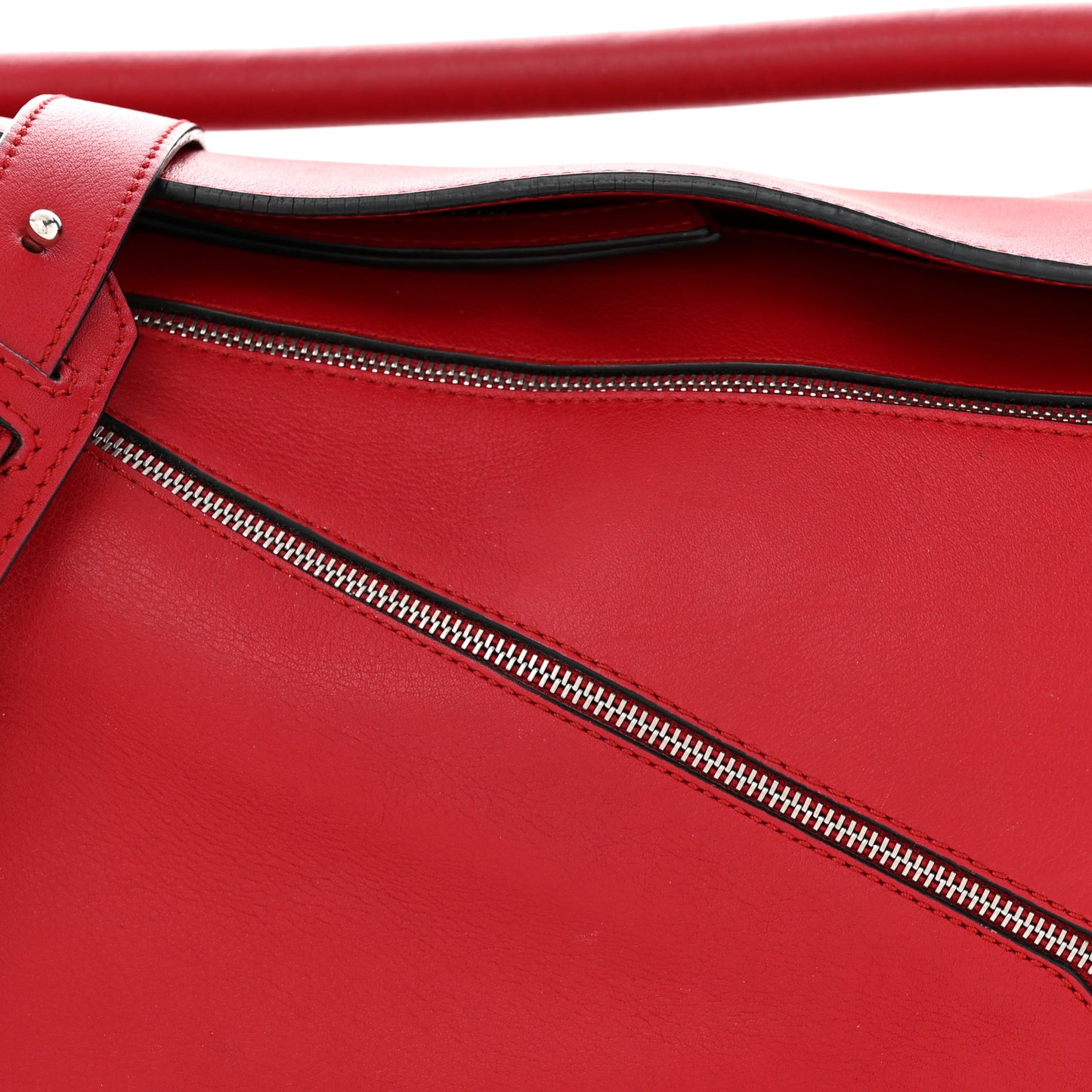 Calfskin Zipper Puzzle Bag Red