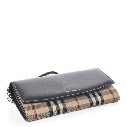 Burberry Calfskin Horseferry Check Henley Wallet On Chain Black 4 of 9