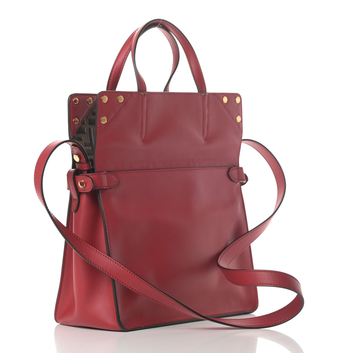 Vitello Grace Bi-Color FF 1974 Embossed Flip Tote Fragola Maya Black