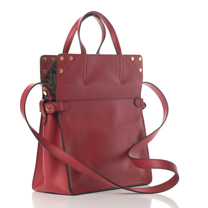 Fendi Vitello Grace Bi-Color FF 1974 Embossed Flip Tote Fragola Maya Black 5 of 12