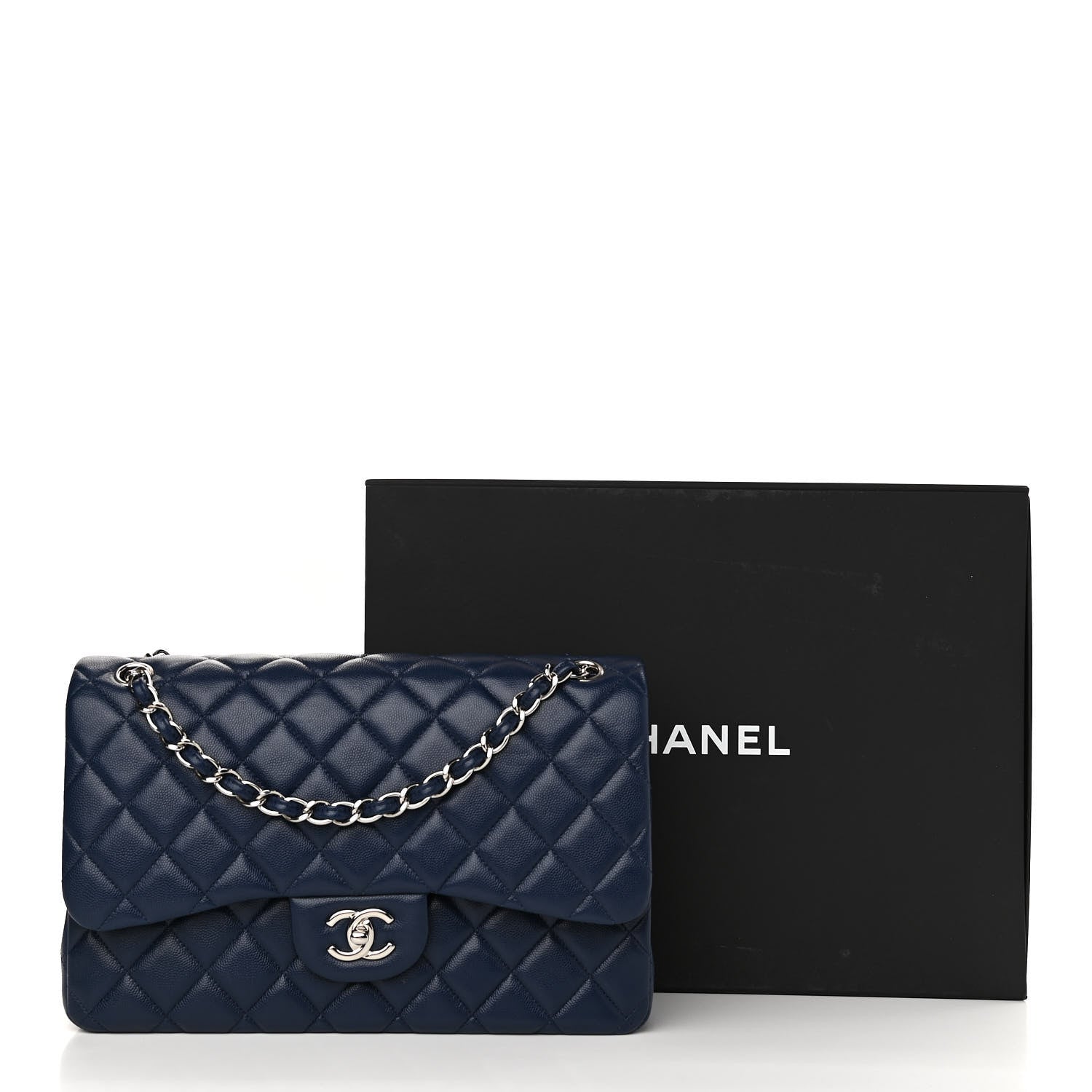 Chanel Caviar Quilted Jumbo Double Flap Navy 11 of 11