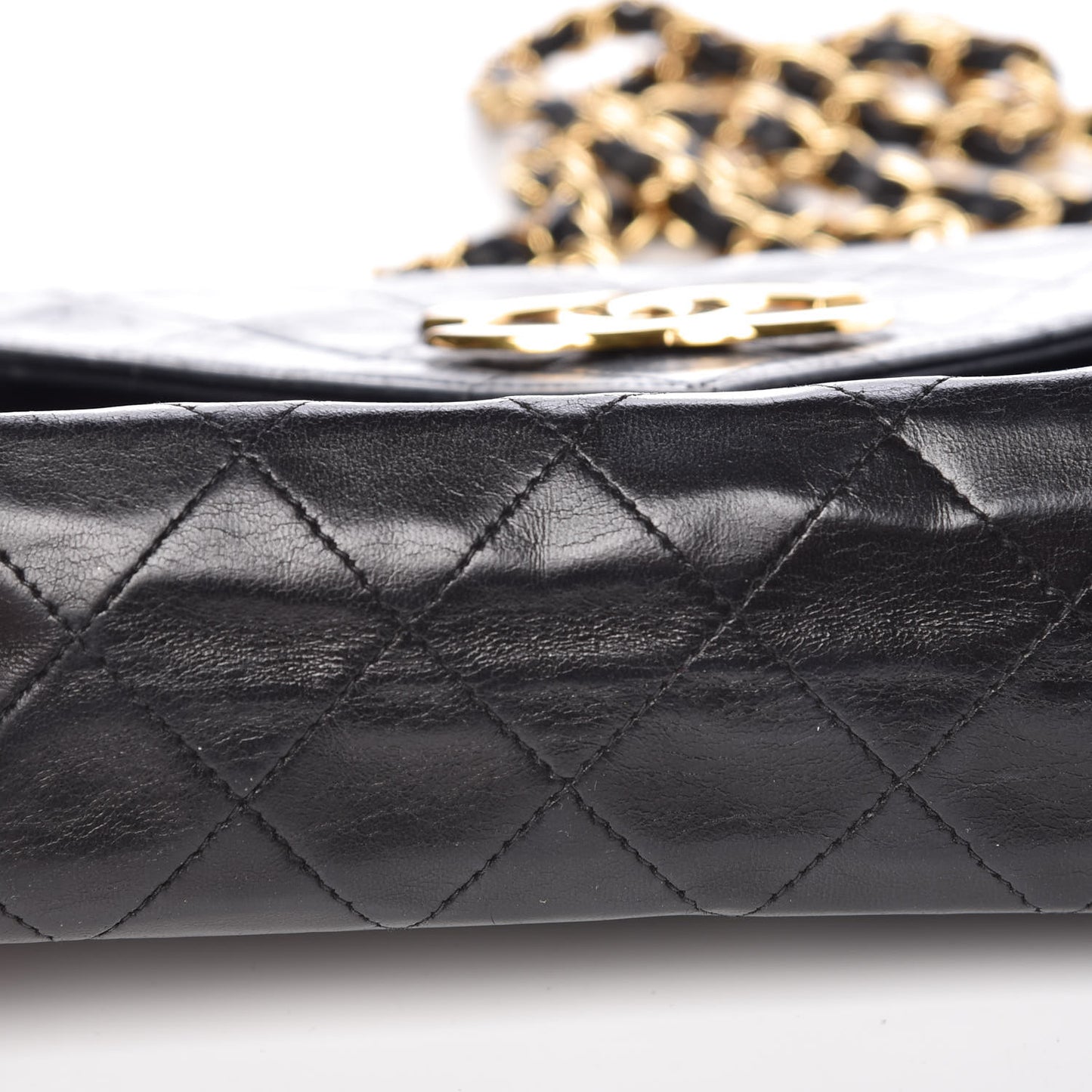 Lambskin Quilted Envelope Flap Black