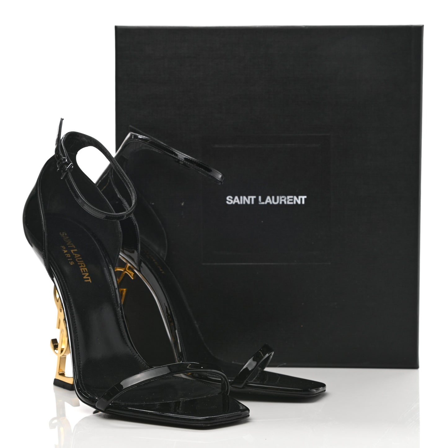 Patent Calfskin Opyum 110 Sandals 41 Black Gold