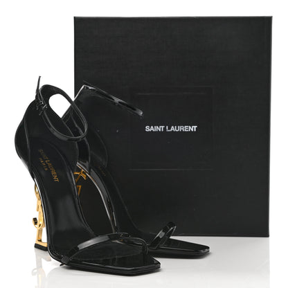 Saint Laurent Patent Calfskin Opyum 110 Sandals 41 Black Gold 12 of 12