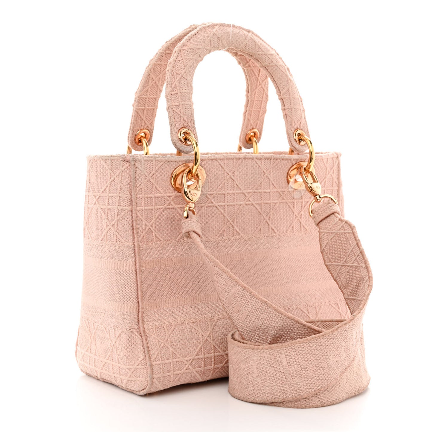 Canvas Embroidered Cannage Medium Lady D-Lite Pink