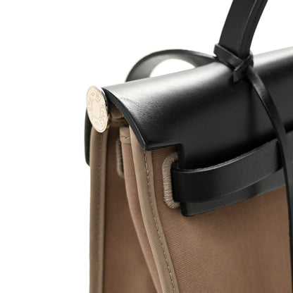 Hermes Toile Officier Vache Hunter Herbag Zip 31 PM Etoupe Bleu Indigo Etoupe Black 14 of 15